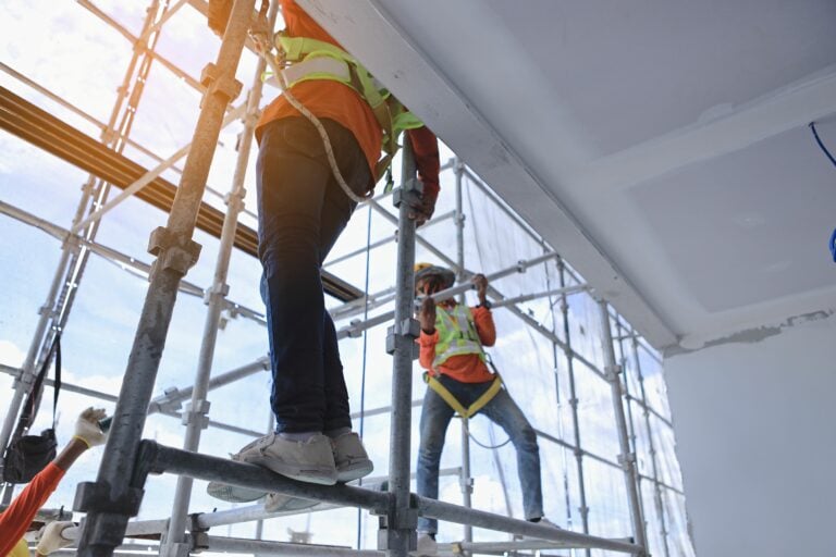 Two scaffolders on scaffolding